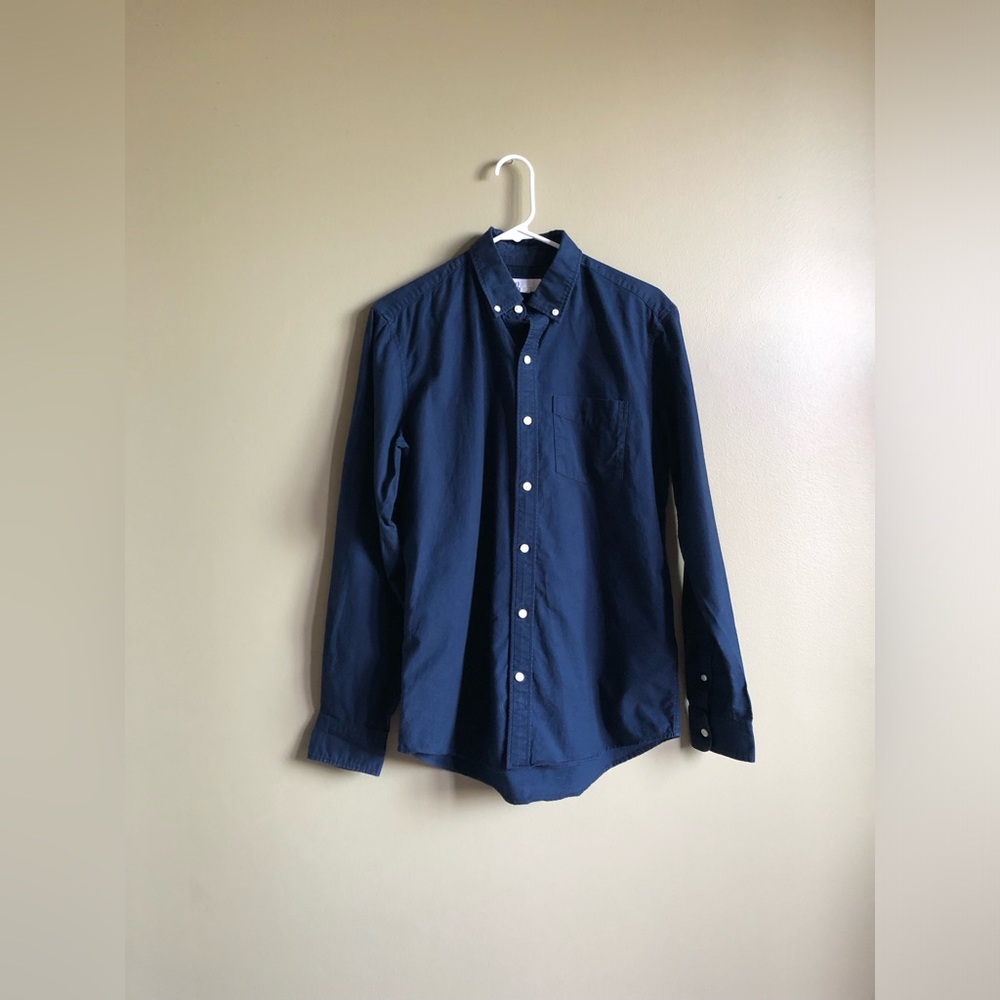 Gap Mens Standard Fit Blue Long Sleeve Button down Shirt Size Small